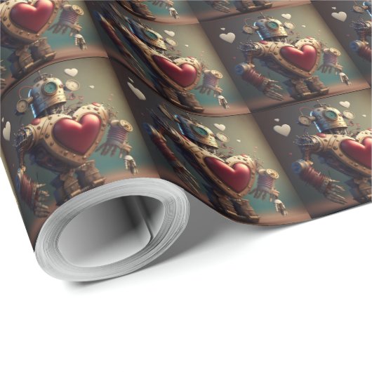 Robot met hartwikkelpapier cadeaupapier (Rol Hoek)