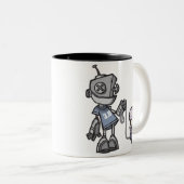 Robot-met-kind Tweekleurige Koffiemok (Voorkant rechts)
