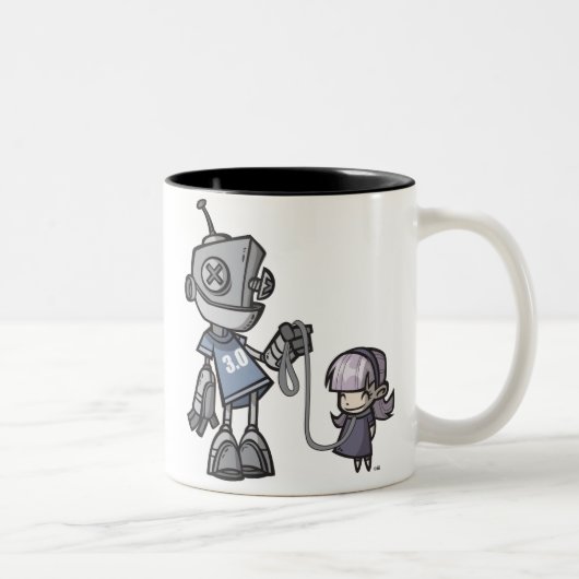 Robot-met-kind Tweekleurige Koffiemok (Rechts)