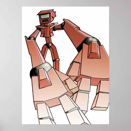 Robot met overvolle handen poster (Voorkant)