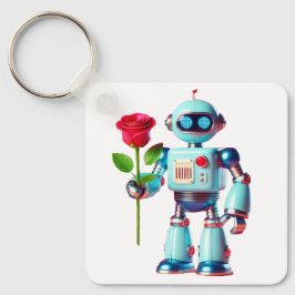 Robot met Roos Sleutelhanger