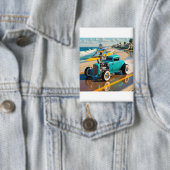  robot met surfplank, op het strand button (Insitu)