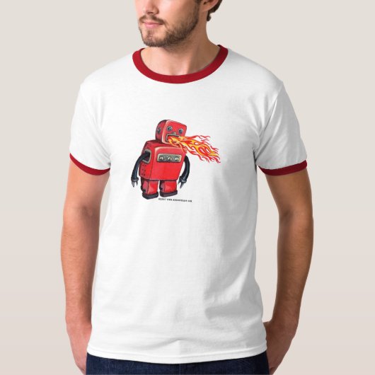 Robot met vuursteentje t-shirt (Voorkant)