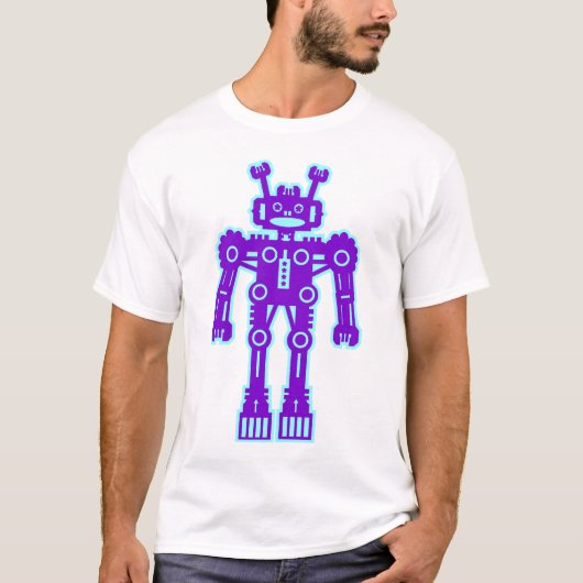 Robot Mk I - (Paars en Lt Blue) - Gepersonaliseerd T-shirt (Voorkant)
