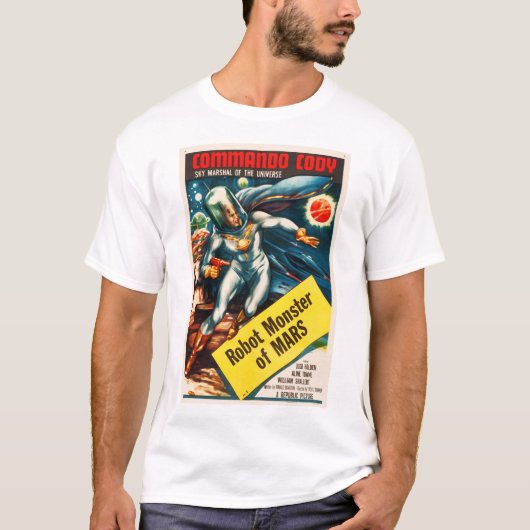 ROBOT MONSTERS VAN MARS Commando Cody Retro Sci Fi T-shirt (Voorkant)