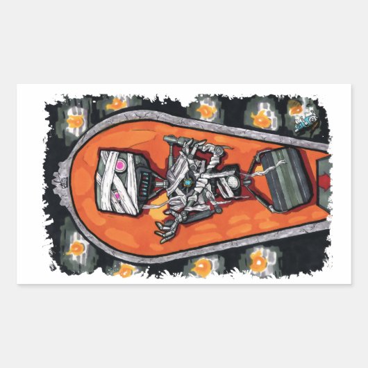 Robot mummie horror monster rechthoekige sticker (Voorkant)