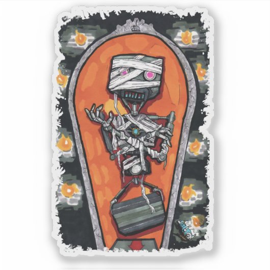 Robot Mummy Monster Sticker (Voorkant)