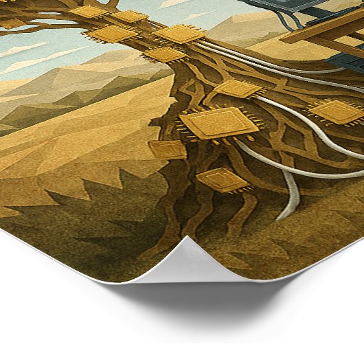 Robot onder processorbomen poster (Hoek)