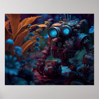 Robot Ontmoeting Bloemen Poster