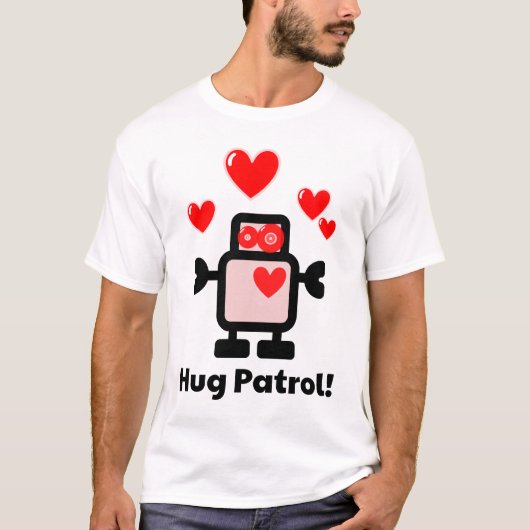 Robot op Hug Patrol. T-shirt (Voorkant)