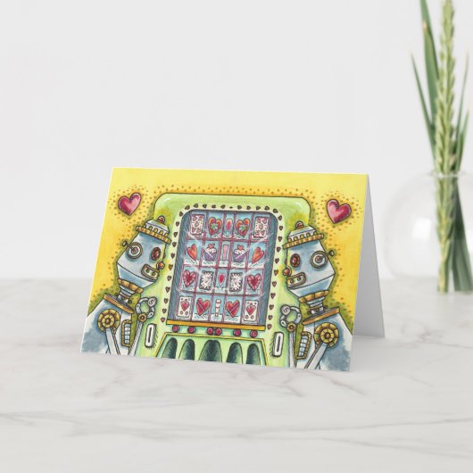 ROBOT OP KIJK NAAR EEN LIEFHARTVERVANGINGSMACHINE KAART (Voorkant)