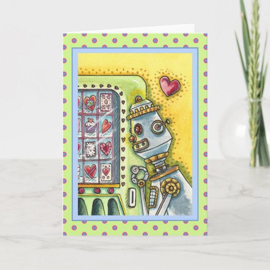 ROBOT OP KIJK NAAR EEN LIEFHARTVERVANGINGSMACHINE KAART (Voorkant)