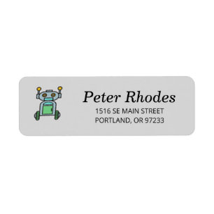 Robot op wielen op grijs etiket