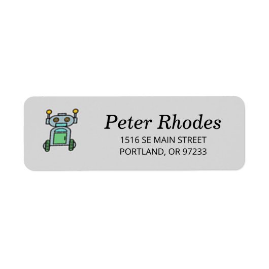 Robot op wielen op grijs etiket (Voorkant)