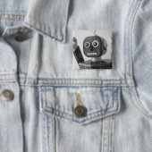 Robot Oranje 2000 Vierkante Button 5,1 Cm (In situ)