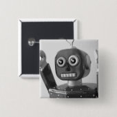 Robot Oranje 2000 Vierkante Button 5,1 Cm (Voorkant /achterkant)