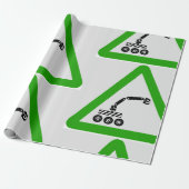 Robot Oversteek Waarschuwingsbord Cadeaupapier (Uitgerold)