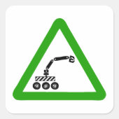 Robot Oversteek Waarschuwingsbord Vierkante Sticker (Voorkant)