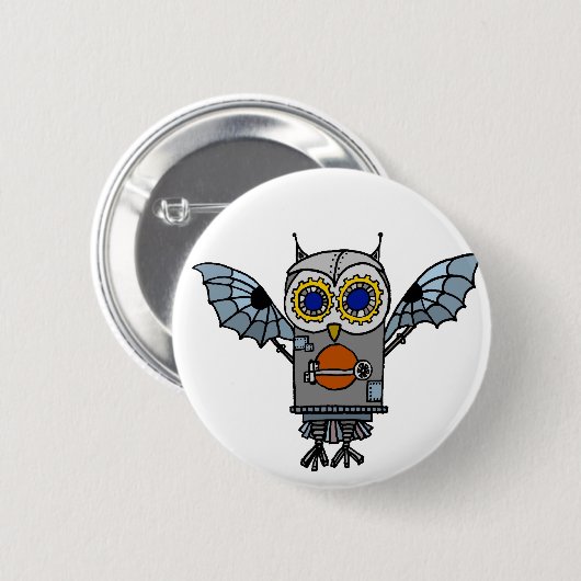 Robot Owl Ronde Button 5,7 Cm (Voorkant /achterkant)