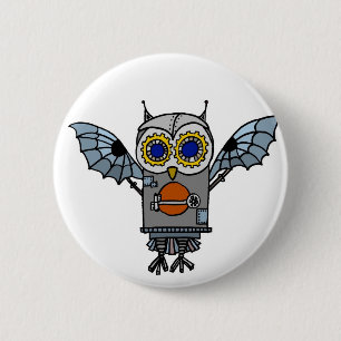 Robot Owl Ronde Button 5,7 Cm