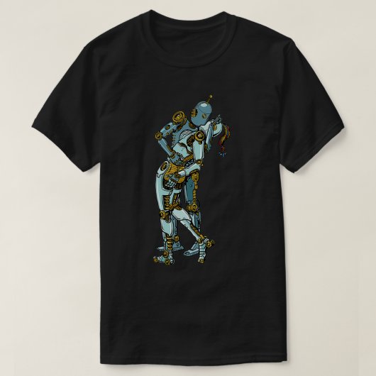 Robot Paar Kussen Android Liefde in Science Ficti T-shirt (Design voorkant)