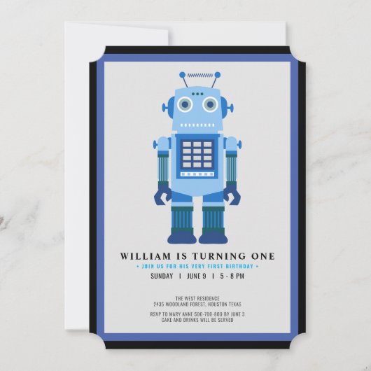 Robot party Birthday party Kaart (Voorkant)