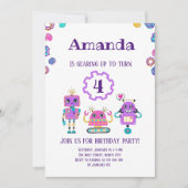 Robot party Girl Pink Kaart (Voorkant)