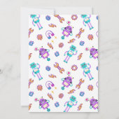 Robot party Girl Pink Kaart (Achterkant)