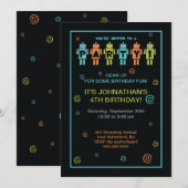 Robot Party Invitation Kaart (Voorkant / Achterkant)