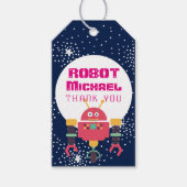 ROBOT Party Levert Blauwe Roze Sterren Noten Boutj Cadeaulabel (Voorkant)