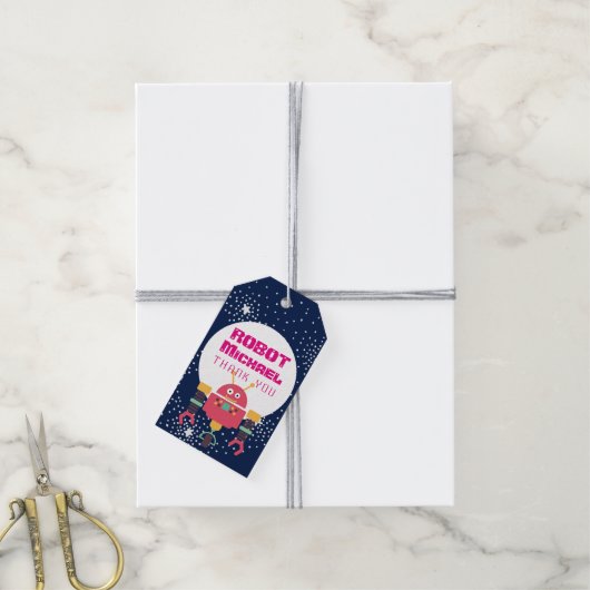 ROBOT Party Levert Blauwe Roze Sterren Noten Boutj Cadeaulabel (Met Touw)