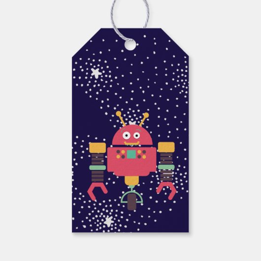 ROBOT Party Levert Blauwe Roze Sterren Noten Boutj Cadeaulabel (Achterkant)