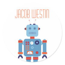 Robot Party Sticker Label
