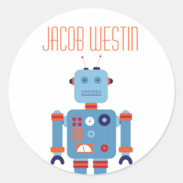 Robot Party Sticker Label