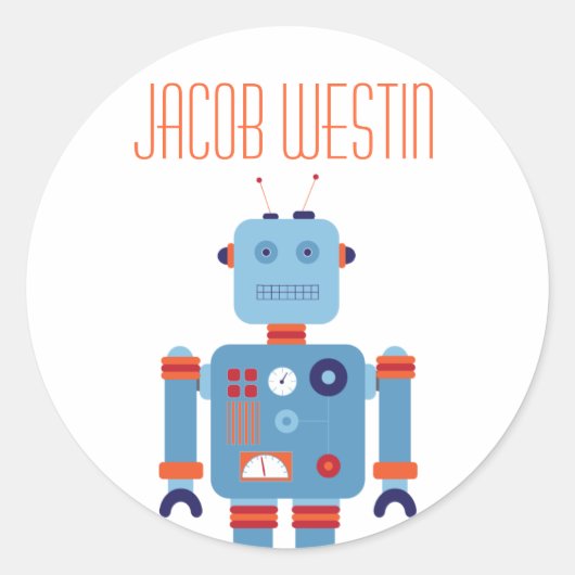 Robot Party Sticker Label (Voorkant)