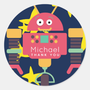 Robot Party Stickers Jongens Gepersonaliseerde gun