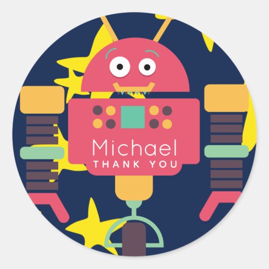 Robot Party Stickers Jongens Gepersonaliseerde gun (Voorkant)