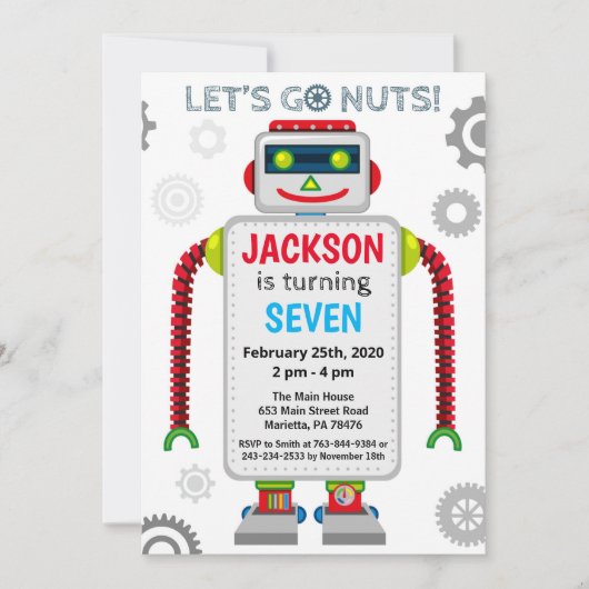 Robot Party thema verjaardag Kaart (Voorkant)