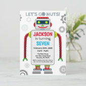 Robot Party thema verjaardag Kaart (Staand voorkant)