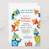 Robot Party thema verjaardag Kaart (Voorkant / Achterkant)