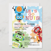 Robot Party Theme Birthday Invitation Kaart (Voorkant)