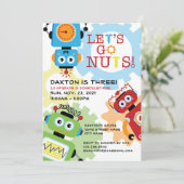 Robot Party Theme Birthday Invitation Kaart (Staand voorkant)