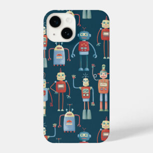 Robot Pattern Dark iPhone 14 Hoesje