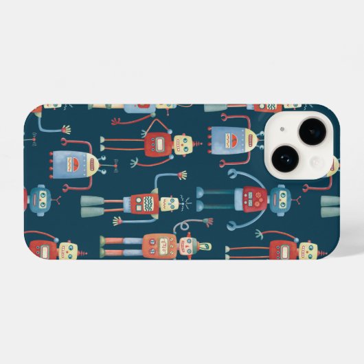 Robot Pattern Dark iPhone Hoesje (Achterkant horizontaal)
