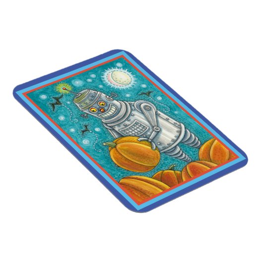 ROBOT PICKING PUMPKINS , HALLOEEN MECHANISCH MAN MAGNEET (Rechterzijde)