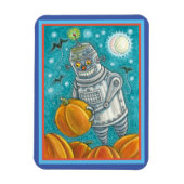 ROBOT PICKING PUMPKINS , HALLOEEN MECHANISCH MAN MAGNEET (Verticaal)