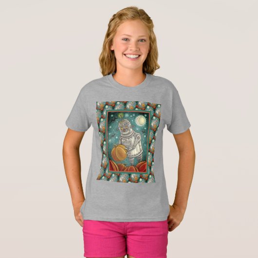 ROBOT PICKING PUMPKINS , HALLOEEN MECHANISCH MAN T-SHIRT (Voorkant volledig)