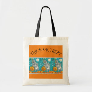 ROBOT PICKING PUMPKINS, HALLOEEN MECHANISCH MAN TOTE BAG