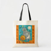 ROBOT PICKING PUMPKINS, HALLOEEN TRICK OR TREAT TOTE BAG (Voorkant)