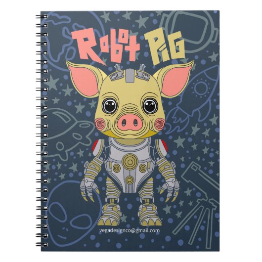 Robot Pig Spiral Foto Notitieboek (Voorkant)